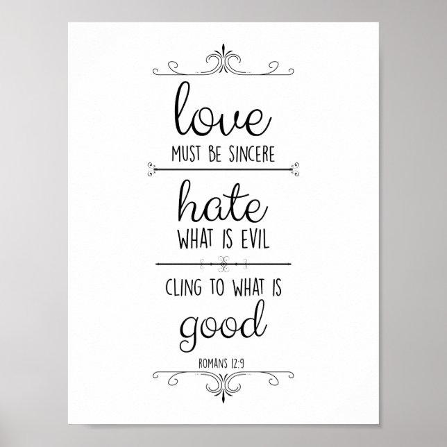 Póster romans 12:9 el amor debe ser poster cristiano sinc (Frente)