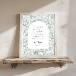 Póster Romans 15:13 Arch Green Chinoiserie Bible Verse