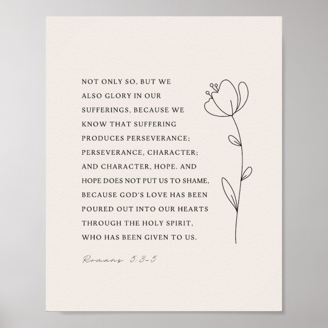 Póster Romans 5:3-5 Bible Verse (Frente)