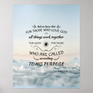 Póster Romans 8: 28 bible verse scripture art gifts
