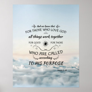 Póster Romans 8: 28 bible verse scripture art gifts