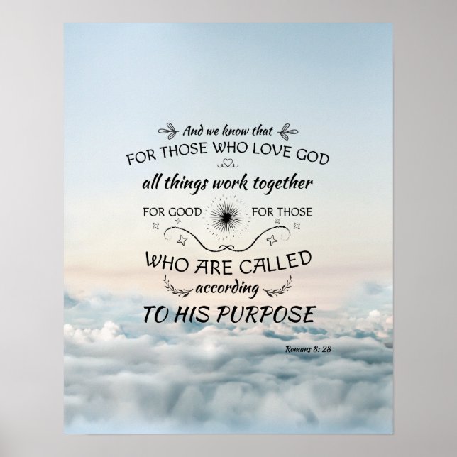 Póster Romans 8: 28 bible verse scripture art gifts (Frente)