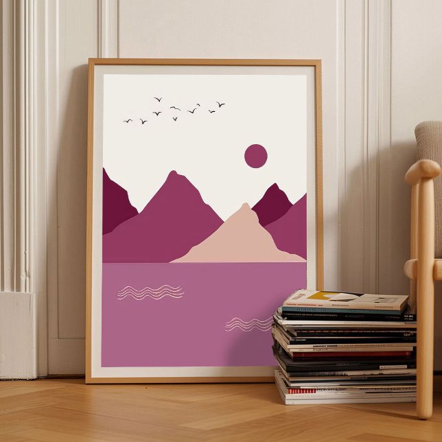 Póster Romantic Berry Abstract Art Mountains Sunset Emoti (Subido por el creador)