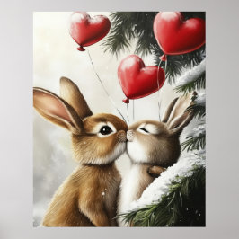 Póster Romantic Bunny Couple Valentine Wall Art