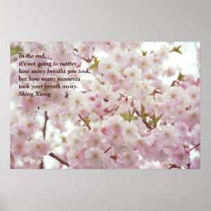 Póster Romantic Cherry Blossoms and Little Bee Poster