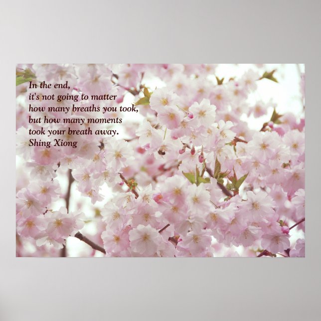 Póster Romantic Cherry Blossoms and Little Bee Poster (Frente)