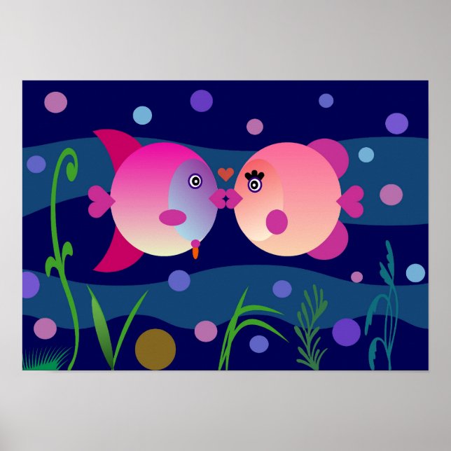 Póster Romantic Fish Kiss (Frente)