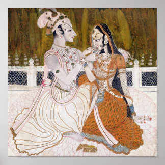 Póster Romantic Krishna y Radha Painting