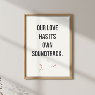 Póster Romantic Music Quote Wall Art. Couple Bedroom