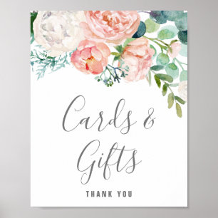 Póster Romantic Peony Flowers Cards & Gifts Sign