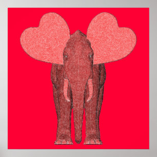 Póster Romantic Pink Elephant