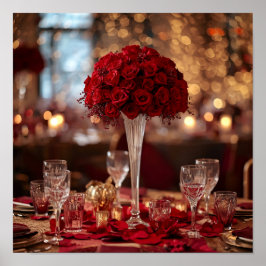 Póster Romantic Red Rose Valentine Couple Wall Art Poster