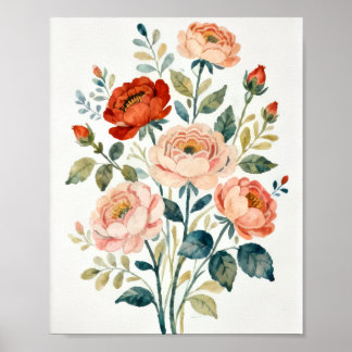 Póster Romantic Shabby Chic Floral Art