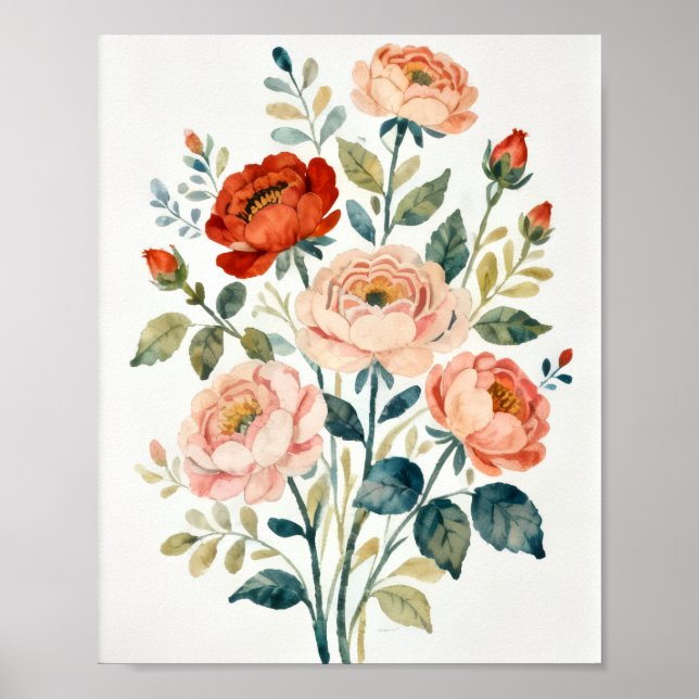 Póster Romantic Shabby Chic Floral Art (Frente)