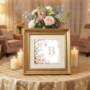 Póster Romantic Watercolor Floral Filigree Design