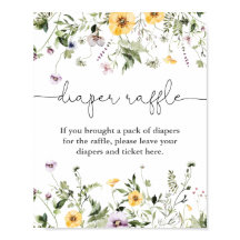 Romantic wildflowers spring Diaper raffle sign