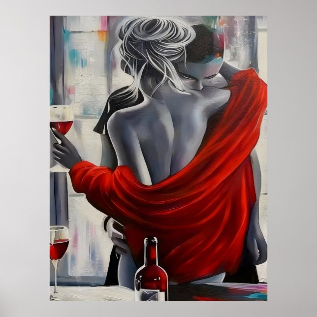 Póster Romantic Wine Embrace (Frente)
