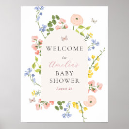 Póster Romántica elegancia floral Signo de bienvenida Bab