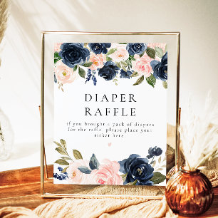 Póster Romántica Marina Rubor Floral Diaper Raffle Rótulo
