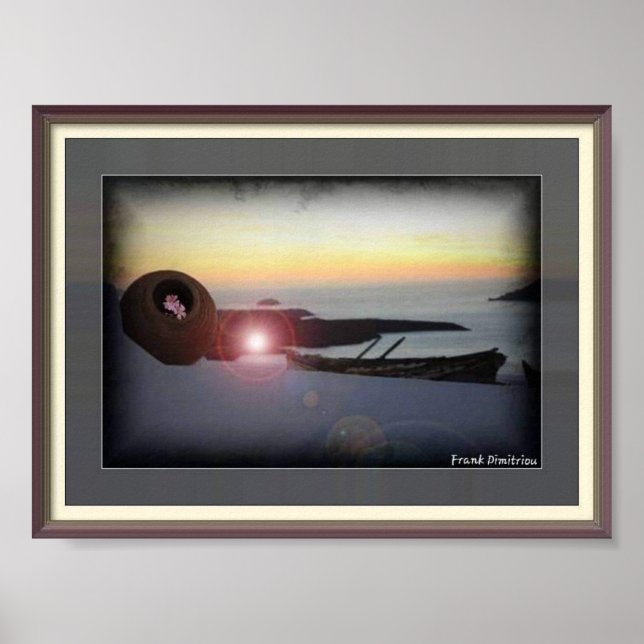 Póster Romántica puesta del sol por el Poster del mar (Frente)