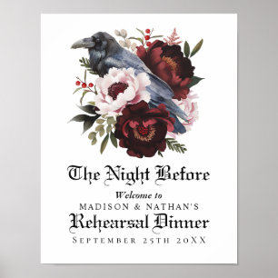 Póster Romántico Boda Raven Gótico Cena