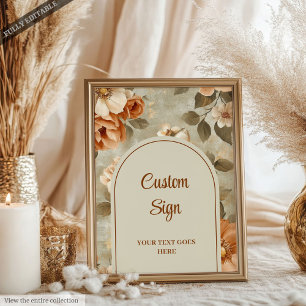Póster Romántico Boho Terracota Verde Salvia Personalizad