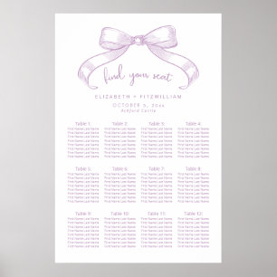 Póster Romántico Bow   Poster de la tabla de asientos de 
