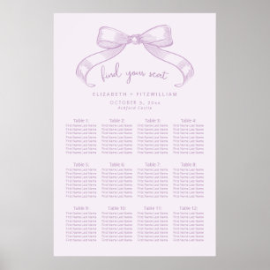 Póster Romántico Bow Poster de la tabla de asientos de