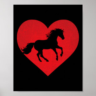 Póster Romántico Corazón en Forma de Caballo Ecuestre Lov