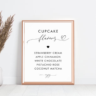 Póster Romántico Corazón Script Cupcake Sabores Boda Rótu