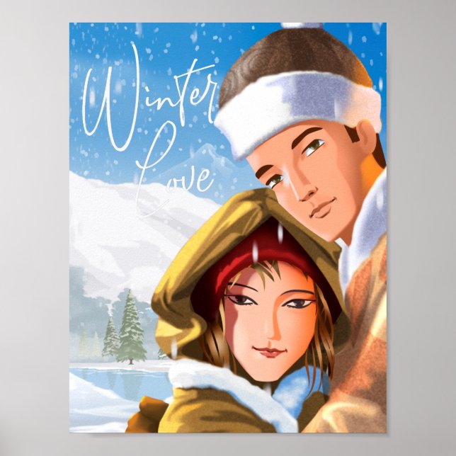 Póster Romántico Happy Holidays Winter Love Poster Paper (Frente)
