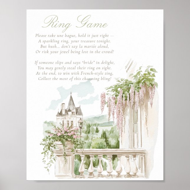 Póster Romántico Jardín Francés Chateau Ring Game Bridal (Frente)