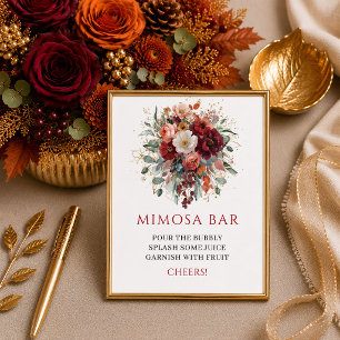 Póster Romántico marsala otoño floral vegetación mimosa b