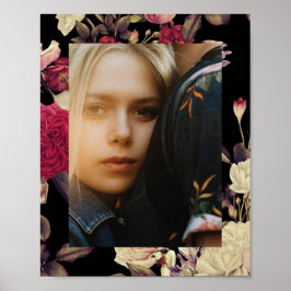 Póster Romántico Moody Floral Photo Black