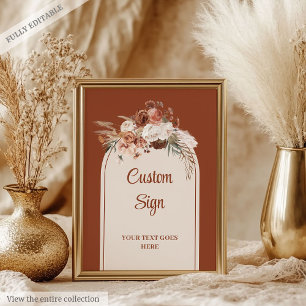 Póster Romántico Terracota Pampas Sage Boho Personalizado