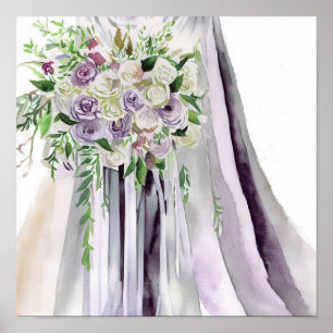 Póster Romántico y malva, cascadas nupciales, Bouquet 1,