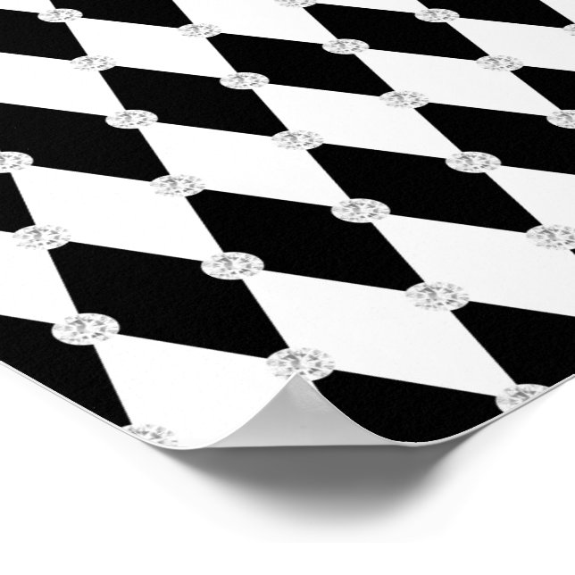 Póster Rombo de diamante de forma Harlequín negro y blanc (Esquina)