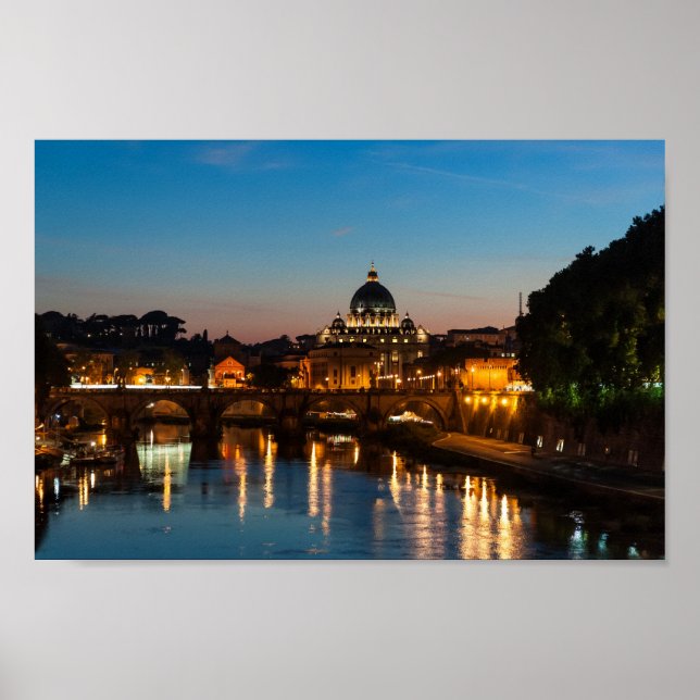 Póster Rome by night poster, St Peter's and Vatican City (Frente)