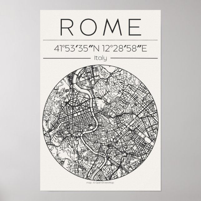 Póster Rome City Map Poster circular Minimal Wall Art (Frente)