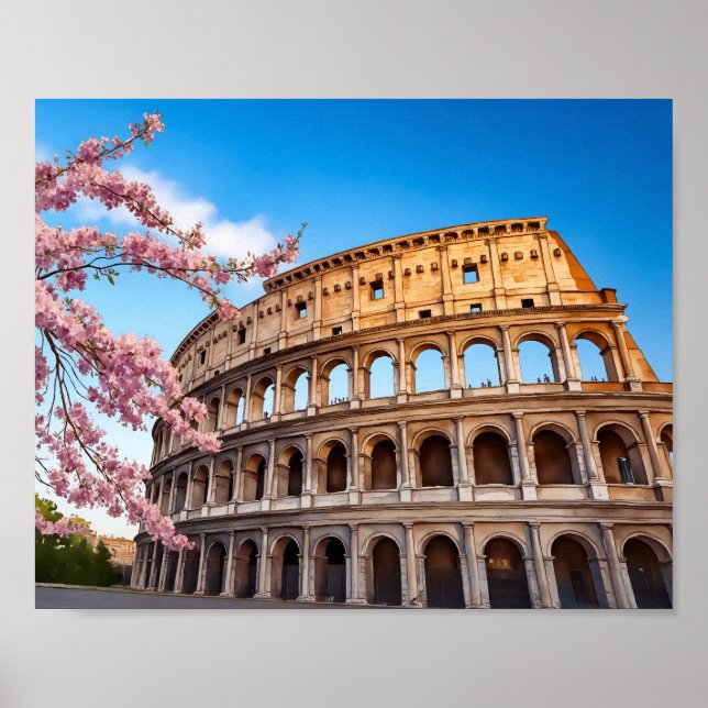 Póster Rome Colosseum Italy Painted (Frente)