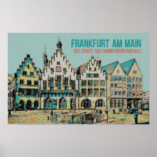 Póster Römer Frankfurt, ilustracion del ayuntamiento de I