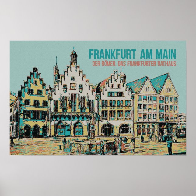 Póster Römer Frankfurt, ilustracion del ayuntamiento de I (Frente)