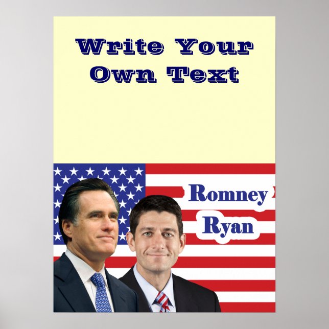 Póster Romney Ryan - Escribe tu propio texto (Frente)
