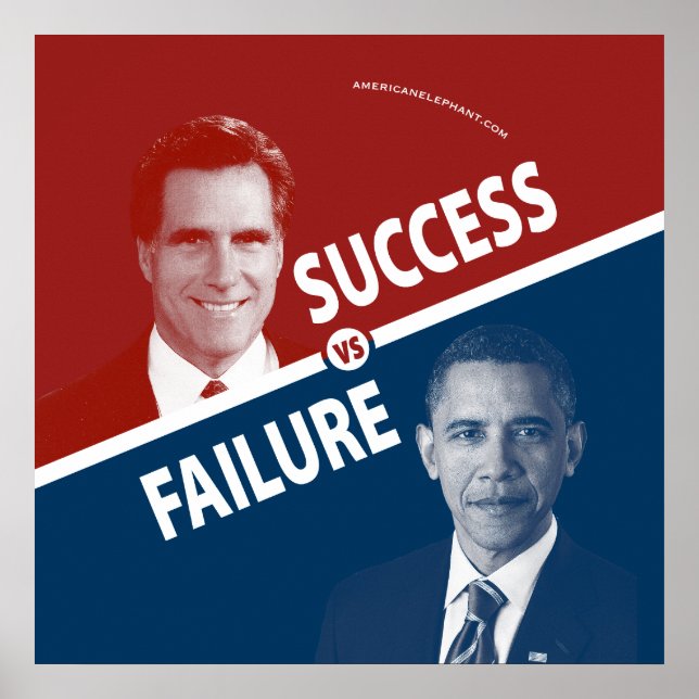 Póster Romney Vs. Obama - Éxito Vs. Poster Del Fracaso (Frente)