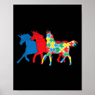 Póster Rompecabezas Azul Rojo Autismo Conciencia Asl Chic