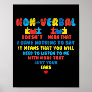 Póster Rompecabezas cardíaco no verbal Escuche Autismo Se