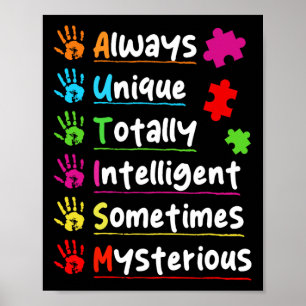 Póster Rompecabezas coloridos Autismo Conciencia Totalmen