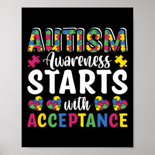 Póster Rompecabezas Conciencia del Autismo Aceptar Entend