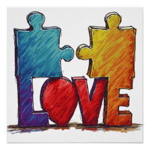 Póster rompecabezas de amor