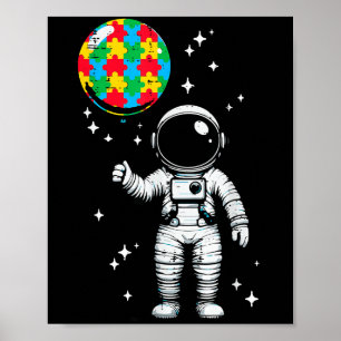 Póster Rompecabezas de astronauta autismo globo lindo con